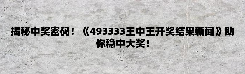 王中王493333WWW,王中王与数字的魅力，探索493333WWW背后的故事